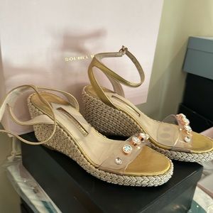 Mint condition  Sophia Webster  Gold and Clear Gem Ankle strap sandal